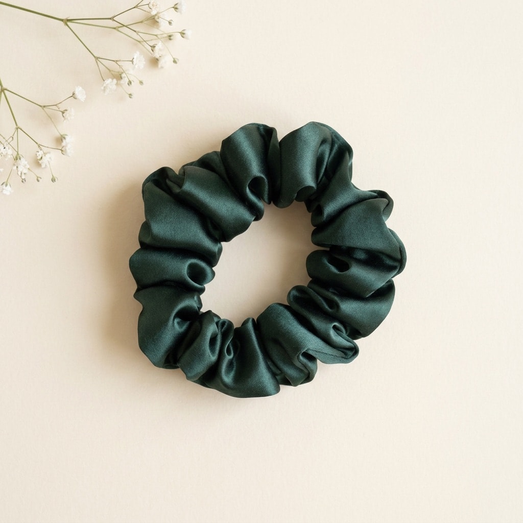 Šilkinė plaukų gumytė „Smaragdas“ – 3 cm