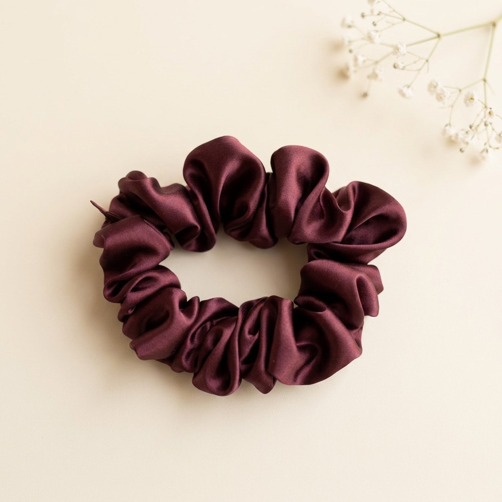 Šilkinė plaukų gumytė „Burgundija“ – 3 cm