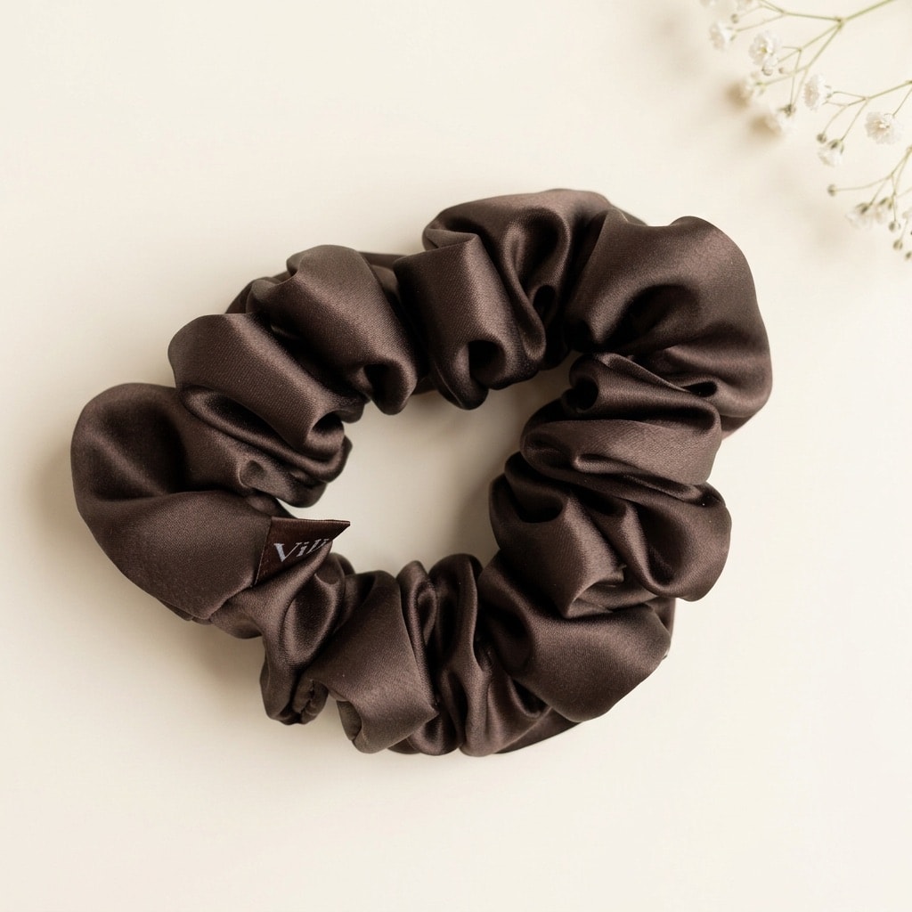 Šilkinė plaukų gumytė „Espresso“ – 3 cm